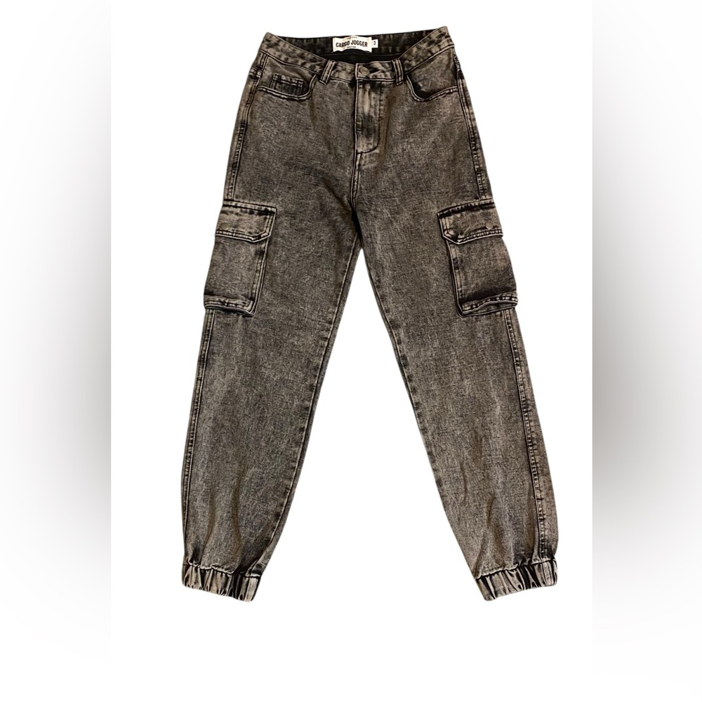 Refuge Denim Gray Acid Wash High Rise Gorpcore Joggers Jeans Size 3